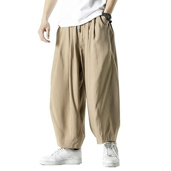 INCERUN Men's Loose Drawstring Harem Pants Casual Wide Leg Trousers Long Pants
