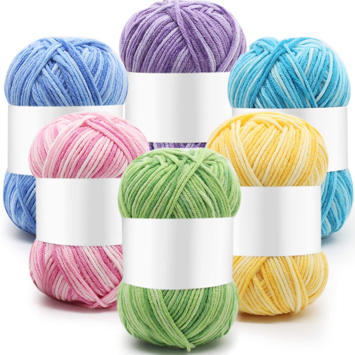 WILLBOND 6 Pcs 50g Crochet Yarn Multi Colored Knitting Yarn Bulk Acrylic  Weaving