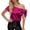 Hot Pink -BS24, variant on Inglocry Off The Shoulder Tops for Women Silk Satin Summer Short Sleeve Blouse Shirts Y2K Going Out Top Beach Vacation Hot Pink L
