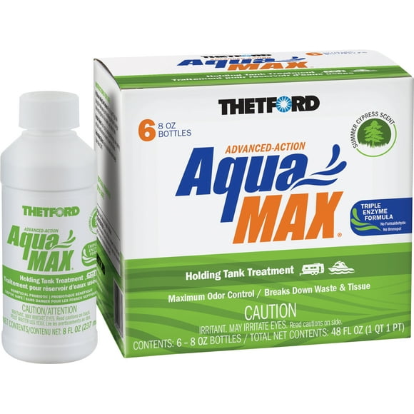 Thetford Waste Holding Tank Treatment 96689 AquaMax; Biological Treatment Used To Break Down Waste And Tissue; Without Formaldehyde Or Bronopol; With Summer Cypress Deodorant; Without Lubricant