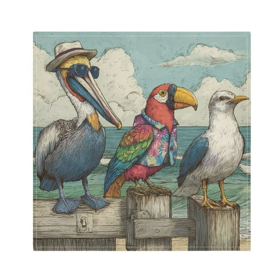 Qxltty Cartoon Pelican Napkins 20×20in Perfect for Parties Dinners Weddings Cocktail Housewarming Cloth Napkins Set of 6