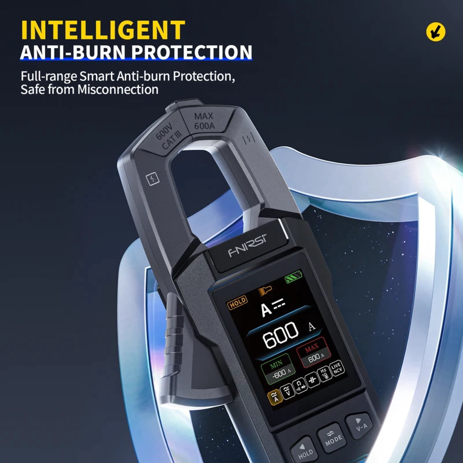FNIRSI DMC-100 AC/DC Clamp Meter Digital Multimeter, 10000 Counts, True RMS, Power Calculation, NCV Detection, Waveform Display