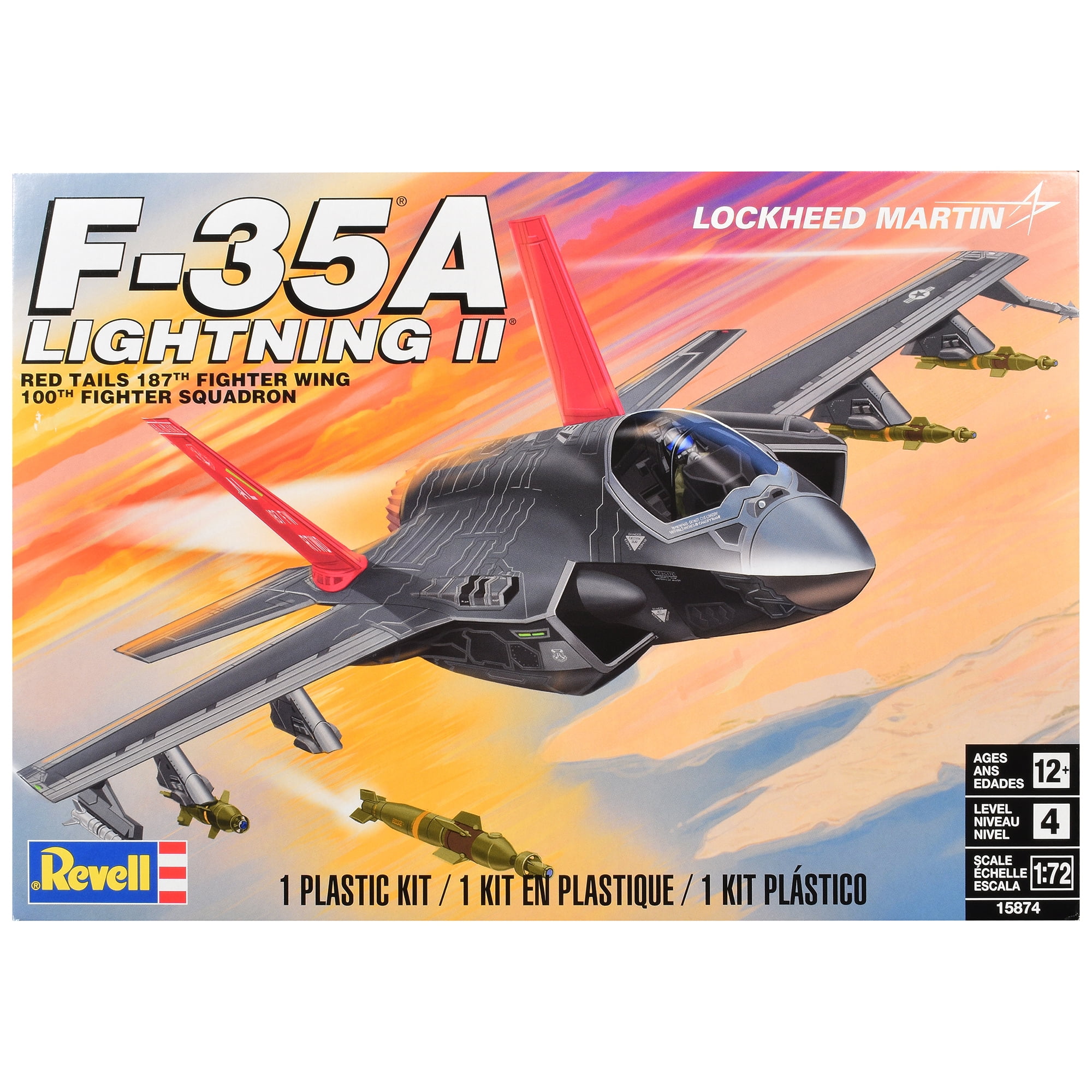 Revell 15874 Level 4 Model Kit with Lockheed Martin F-35A Lightning II Aircraft 1-72 Scale Model Airplane