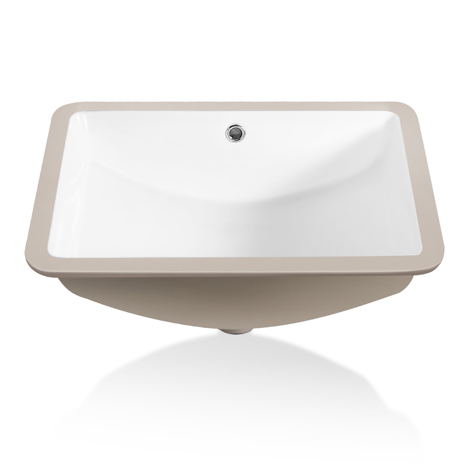 Sinber 21 Inches Undermount Rectangular Bathroom Sink with Overflow Ceramic White Finish C1312-OL