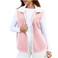 thumbnail image 2 of Mifsaly Fleece Vest Women Zip up Thick Warm Sleeveless Jacket Lapel Collar Patchwork Fall Coats Fuzzy Thermal Fashion Outerwear with Pockets, 2 of 9