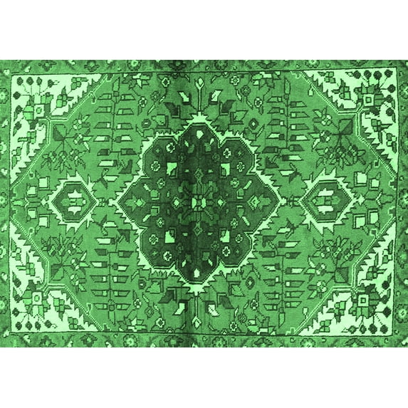 Ahgly Company Indoor Rectangle Persian Emerald Green Traditional Area Rugs, 2' x 4'