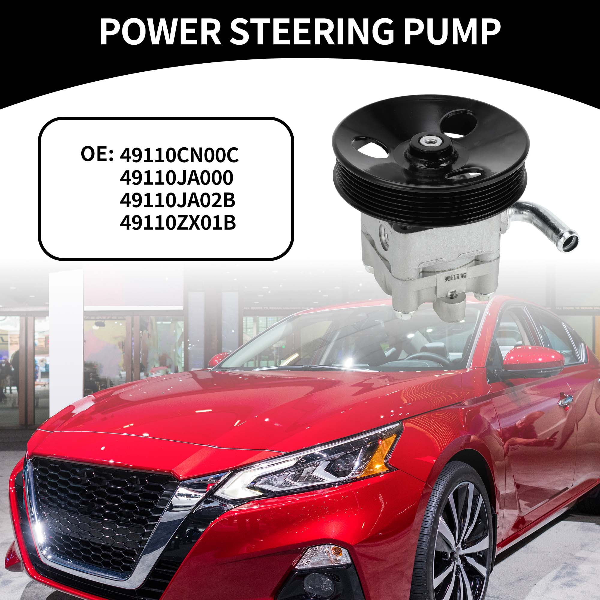 Power Steering Pump No.49110JA000/49110JA02B for Nissan Altima 07-13 Coupe Aluminum Alloy with Pulley