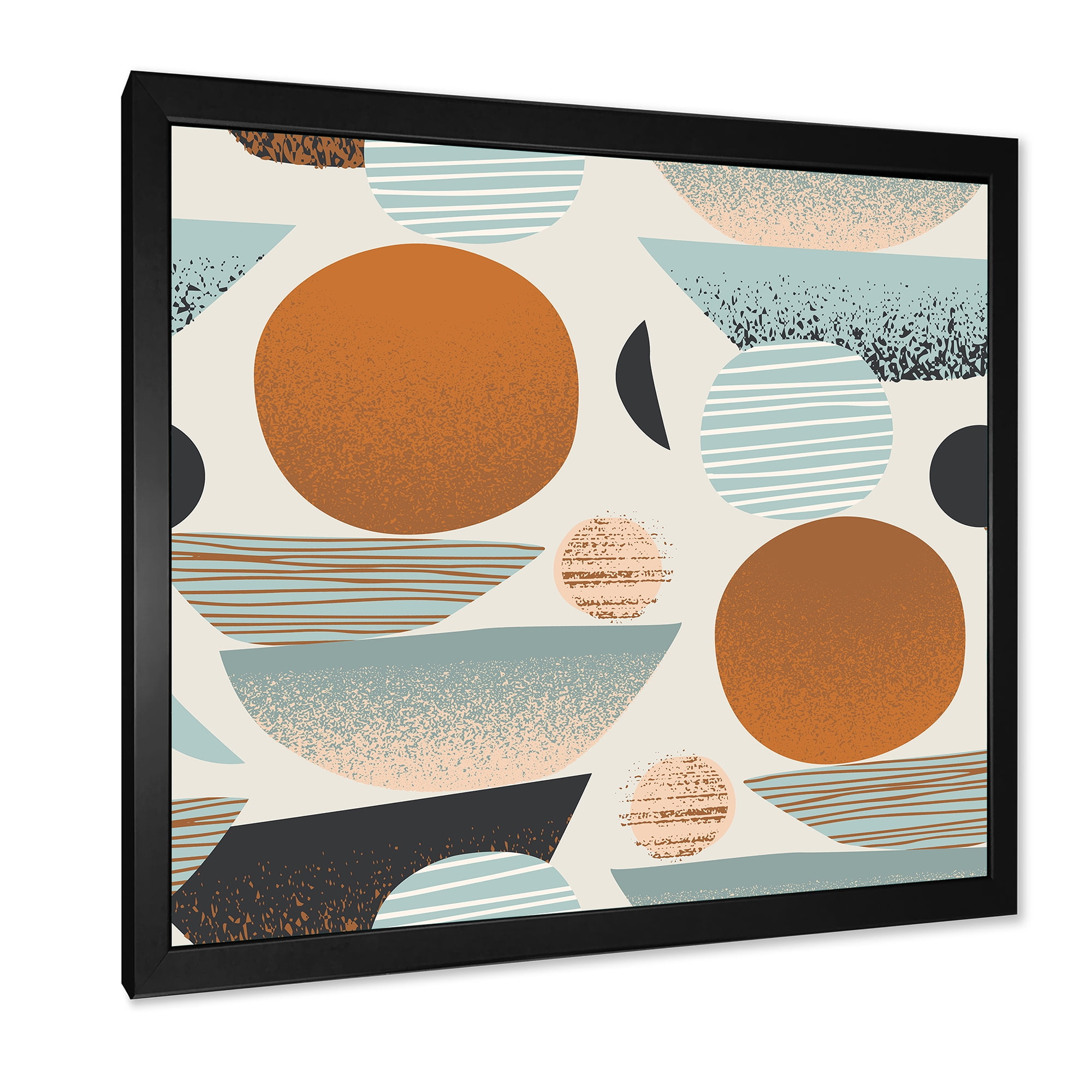 Designart 'Retro Shapes With Abstract Moons and Suns I' Modern Framed Art Print