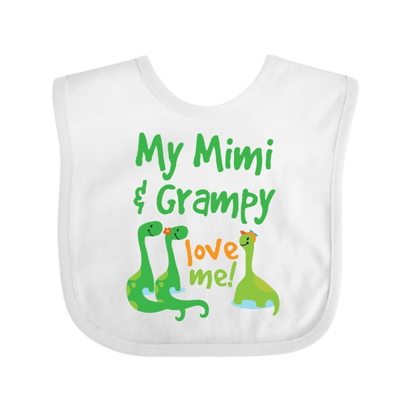 Inktastic Mimi and Grampy Love Me Grandson Dinosaur Boys Baby Bib