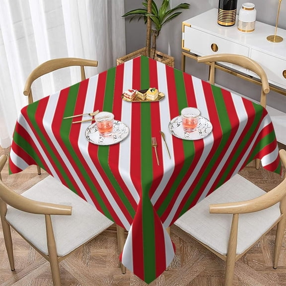 Square Table Cloth, Christmas Stripes Tablecloth Washable Dinng Table Covers Decoratives for Kitchen & Table Linens 52" x 52"