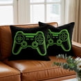 thumbnail image 3 of Game Theme Throw Pillow Cover Green Game Controller Cotton Linen Cushion Cover Throw Pillow Case with Invisible Zipper for Couch Sofa Bed Chair Car 16x16 Inch, 3 of 9
