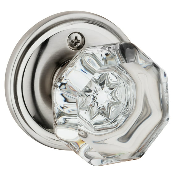 Dynasty Hardware Classic Rosette, Crystal Style Door Knob, Individual Dummy Door Knob, Satin Nickel