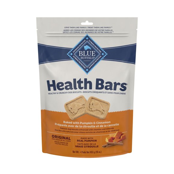 Blue Buffalo Health Bars Crunchy Dog Biscuits, Pumpkin & Cinnamon Dog Biscuits, 16-oz. Bag