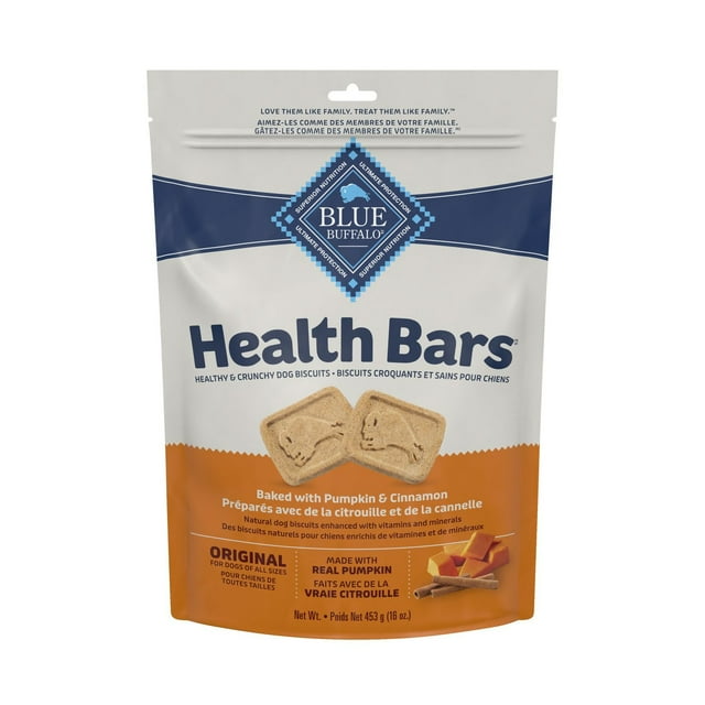Blue Buffalo Health Bars Crunchy Dog Biscuits, Pumpkin & Cinnamon Dog Biscuits, 16-oz. Bag