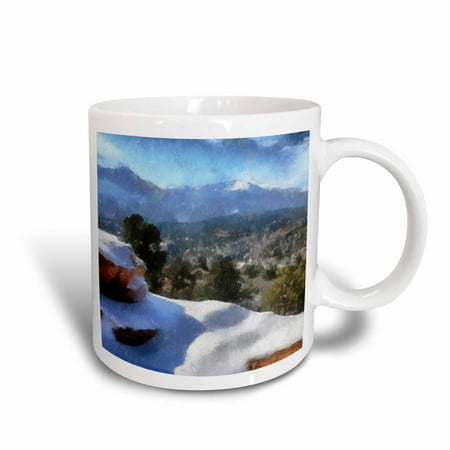 - 3dRose Colorado Mountains Snow and Pikes Peak, Ceramic Mug, 11-ounce