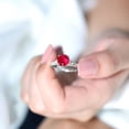 thumbnail image 5 of Rosec Jewels Lab Grown Ruby Solitaire Engagement Ring 2 Ct - Split Shank Ring for Women - AAAA Grade Certified - with Jewelry Box, 14K White Gold, US 3.00, 5 of 7