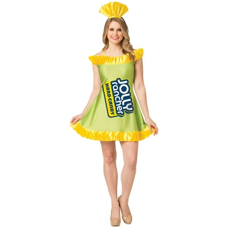 Green and Yellow Jolly Rancher Apple Women Halloween Costume - Large