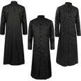 thumbnail image 1 of Adult Priest Cosplay Robe Costume Jacket Church Clothing Black Cloak Men Male Outfits Halloween Carnival Party Roleplay Suit, 1 of 5