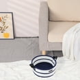 thumbnail image 4 of REGALWOVEN 1 Pack Woven Storage Basket, Shelf Closet Storage Bin with Leather Handles for Key Tray Bowl for Entryway Desk, Home Decor Dark Blue 7.9*3.9in, 4 of 5