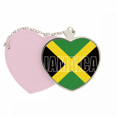 thumbnail image 1 of Jamaica Country Flag nombre Bolsa de viaje Mirror maquillaje corazón rosa, 1 of 4
