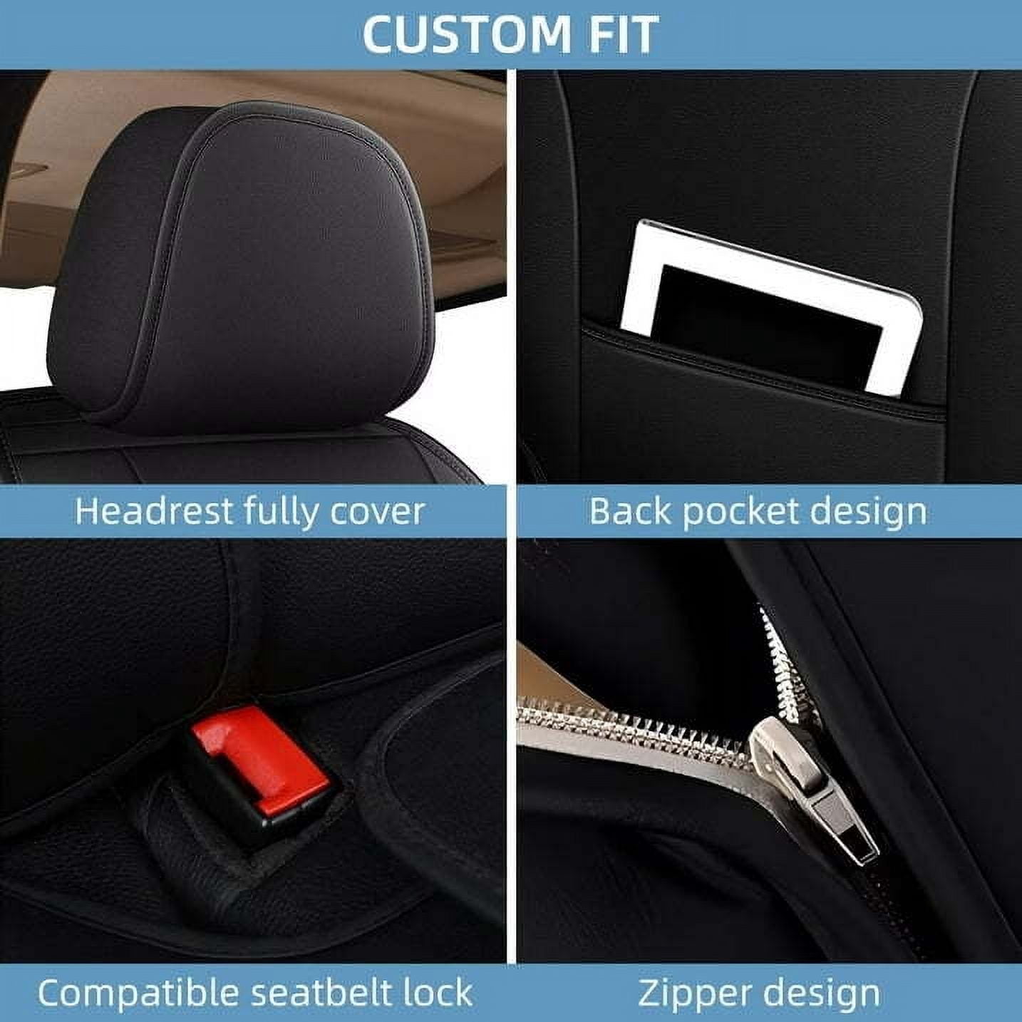 LAONNVIR Front Car Seat Covers,Premium Leather Car Seat Protectors,Automotive Interior Cushions Universal Fit Most Cars(Black,Front Pair)