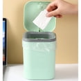 thumbnail image 4 of Moyic Cubo de basura de basura de PP, interruptor de botón de esquina redonda inodoro de Color sólido, cubo de basura de escritorio para Suministros de limpieza para el hogar Verde, 4 of 6