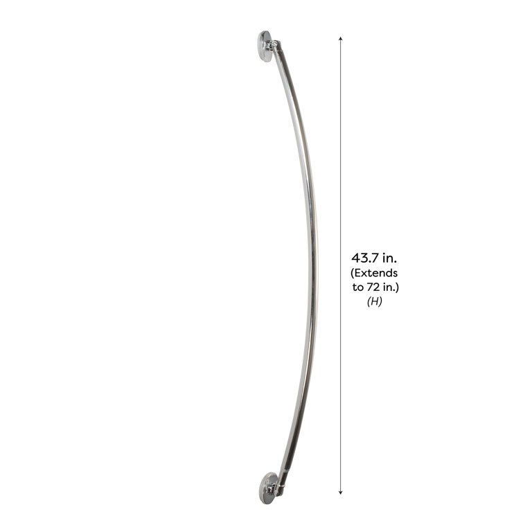 Bath Bliss Suction Cup Mount Curved Shower Rod in Chrome