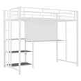 thumbnail image 7 of Kacho Metal Twin Loft Bed with Desk, Whiteboard and Ladder, Loft Bed Frame with 3-tier Storage Shelves, Space-Saving, Noise Free, Heavy-Duty Loft Bed Frame for Teens, No Box Spring Needed, White, 7 of 7