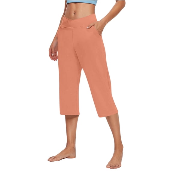 FYEGRE Pull On Capris for Women Dressy Casual Stretch Lightweight Capri Elastic High Waist Lounge Pants RD2 M