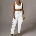thumbnail image 2 of REORIAFEE Summer Sets Women Outfits Vacation Outfits Women Casual Summer Round Neck Sleeveless Tops Long Pants Suit White XXL, 2 of 7