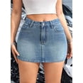 thumbnail image 4 of Women's Denim Jean Mini Y2K Low Waisted Cute Skirts Pockets Skirt for Casual Light Blue S, 4 of 10