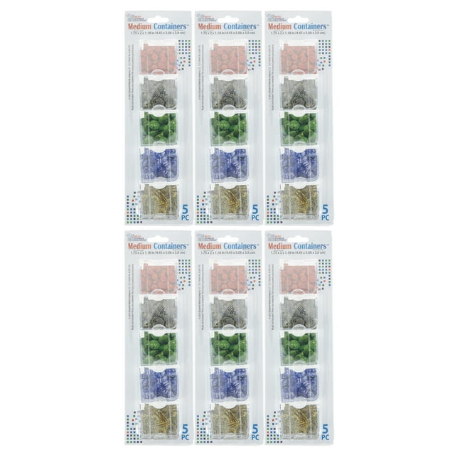 Elizabeth Ward Bead Storage Solutions 5 Piece Craft Containers, (6 Pack)