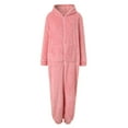 thumbnail image 4 of mgoYE Women's Onesies Pajamas Sherpa One Piece Romper Zipper Cute Hooded Jumpsuit Pajama Loungewear(Pink,2XL), 4 of 9