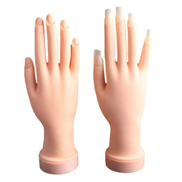 aturustex Nail Art Training Practice Hand Bendable Silicone Fake Hand Model Soft Flexible
