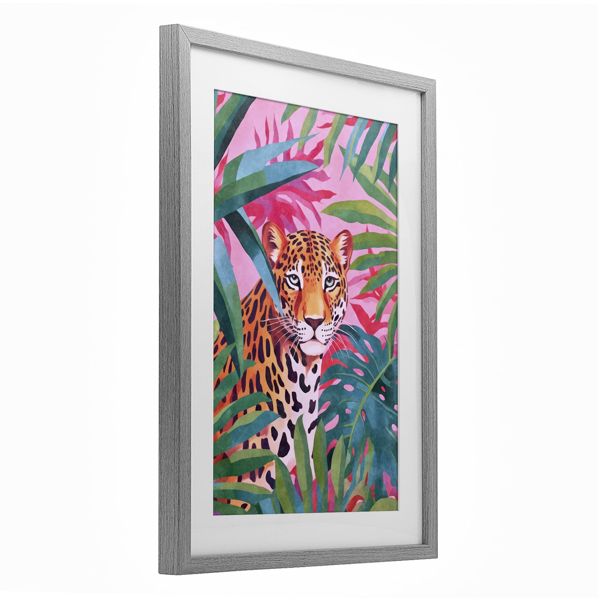 Stupell Industries Wild At Heart Leopard Gray Framed Print Under Glass, design by Andrea Haase