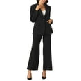 thumbnail image 1 of Conjunto de Blazer y Pantalones INSPIRE CHIC para Mujer, Traje de 2 Piezas con Botón Único para Oficina, Color Negro, 1 of 6