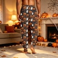 thumbnail image 7 of Men's Halloween Pajama Pants, Gradient Bat Print Drawstring Joggers with Pockets, Tapered Cuffed Soft Holiday Sleep Pants for Men Earthy Yellow B S, 7 of 7