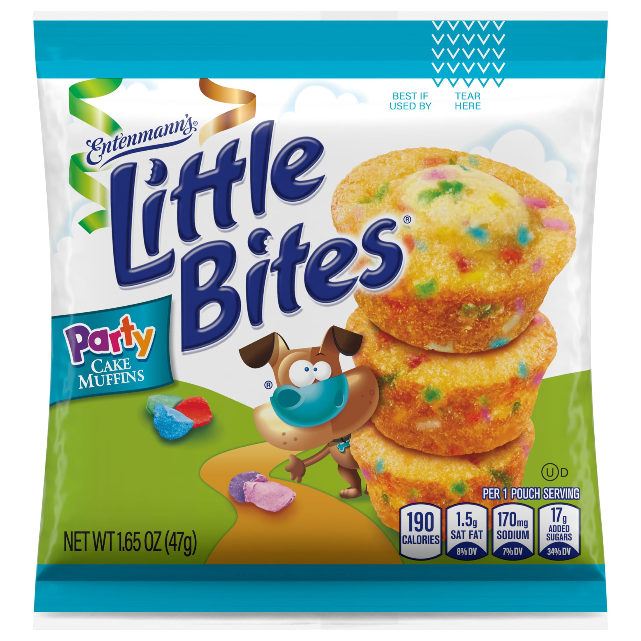 Little Bites Party Cake Muffins, 4 Count, Cake and Sprinkles Mini Muffins, 1.65 oz Pouch