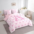 thumbnail image 3 of Homewish Letter Monogrammed A 7-Piece Twin Bedding Set - Kawaii Pink Bow Princess, 3 of 8