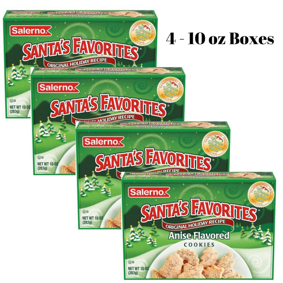4 - 10 oz Salerno Santa's Favorites Anise Flavored - Original Family Recipe