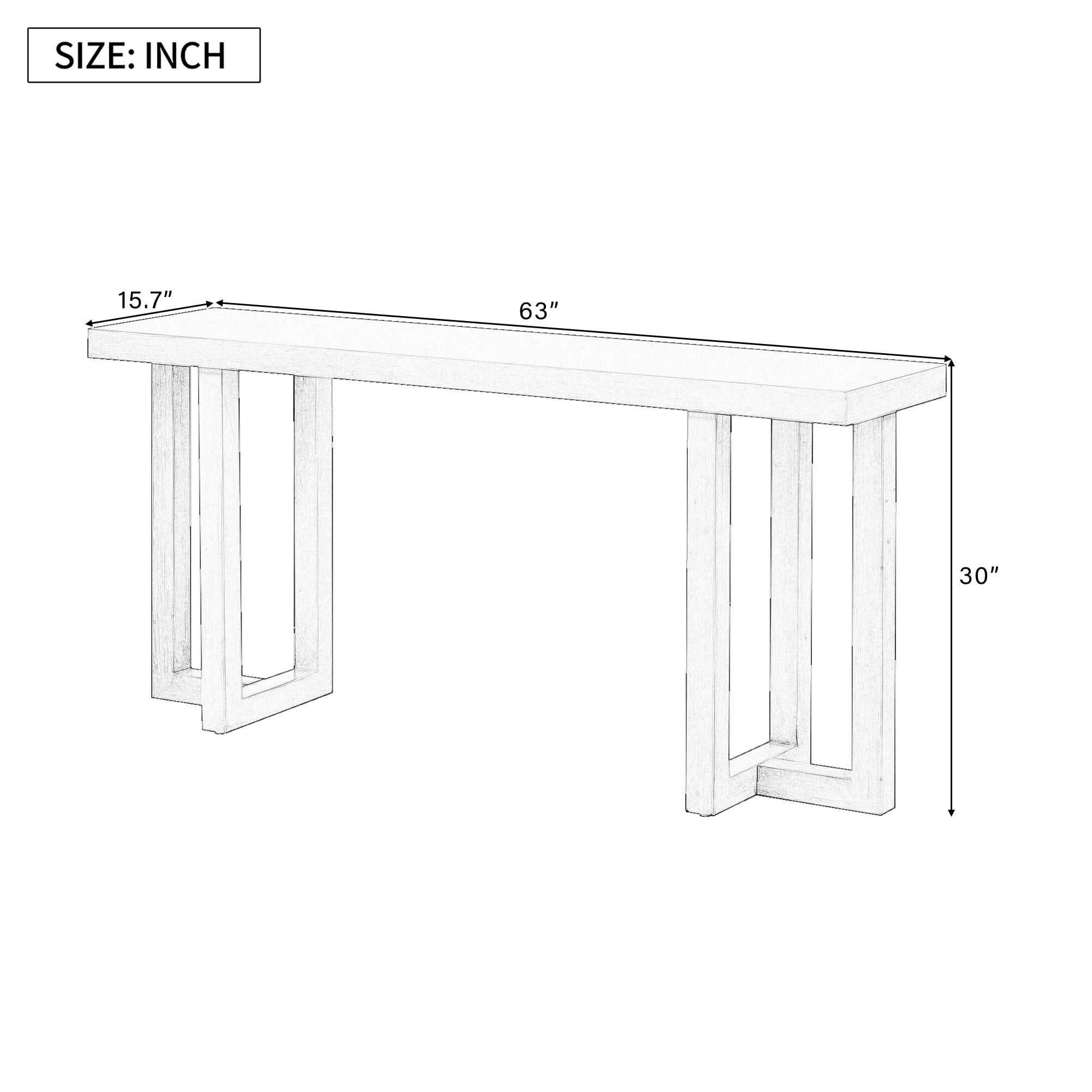 Euroco 63" Console Table, Narrow Sofa Table Behind Couch Entryway Table with Solid Wood Legs, Suitable for Entryway, Hallway, Living Room,Gray & White