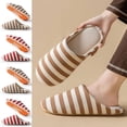 thumbnail image 2 of QINGFSAP House Slippers for Women Striped Fleece Lined Comfortable Non-Slip Closed Toe Shoes Fall Winter, 2 of 4