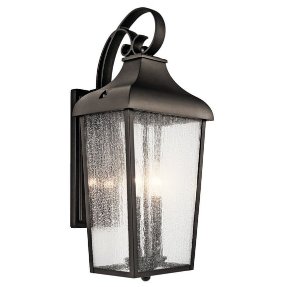 Open Box KICHLER 49737OZ Forestdale 2-Light Olde Bronze Outdoor Hardwired Wall Lantern Sconce with No Bulbs Included (1-Pack)