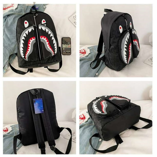 Bape Shark Mochila Escolar Trend Personalizada Graffiti Estudiante Bolsa De Deporte