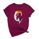 thumbnail image 2 of ICHUANYI Clearance Women's Fashion Casual Loose Print Round Neck T-Shirt(Wine, XXL) ICHUANYI WER2023081014528, 2 of 3