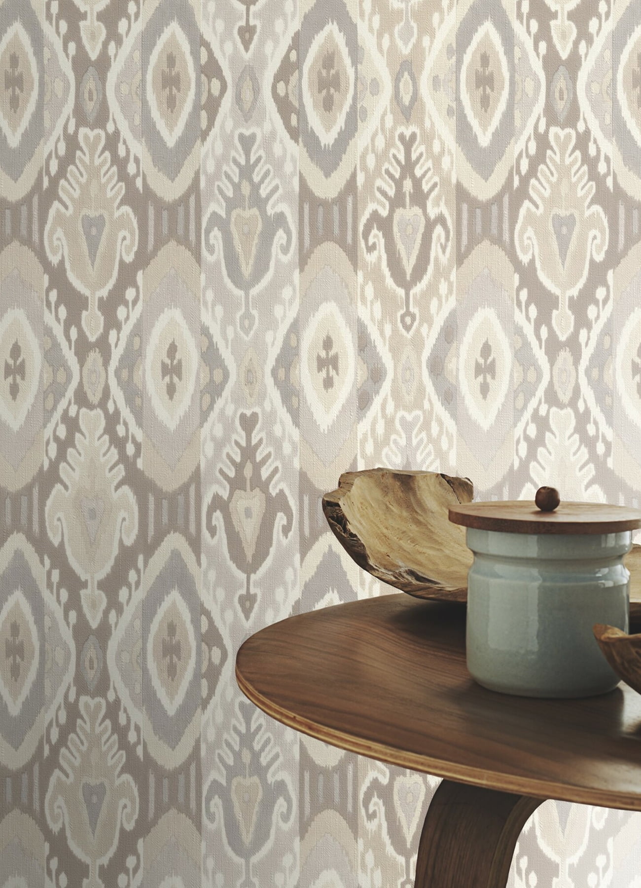 Advantage Villon Light Grey Ikat Wallpaper