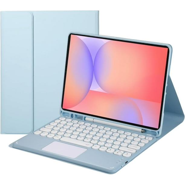 Funda con teclado táctil para Samsung Galaxy Tab S10 Lite/S10 FE/S9 FE 10.9 pulgadas/Tab S9 11 pulgadas, con soporte para lápices, teclado Bluetooth táctil desmontable magnéticamente