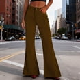 thumbnail image 2 of FRSASU Corduroy Pants for Women High Waisted Stretchy Flare Pants Casual Wide Leg Bell Bottom Trousers with Pockets Brown, 2 of 9