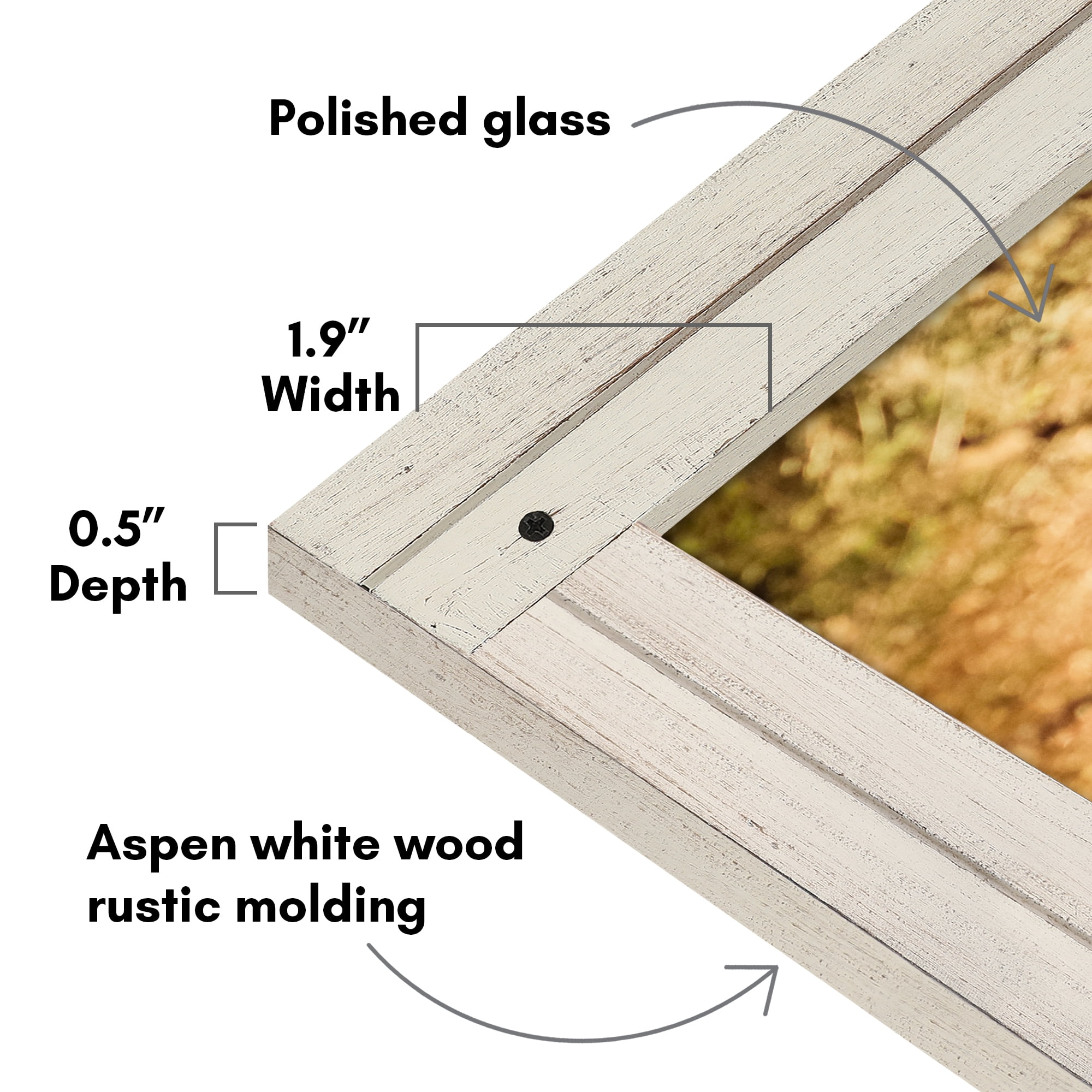 Americanflat 18x24 Poster Frame with Polished Plexiglass Hampton Collection Distressed Frames - Aspen White
