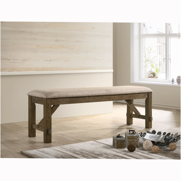 JERFIT Raven Wood Fabric Upholstered Dining Bench